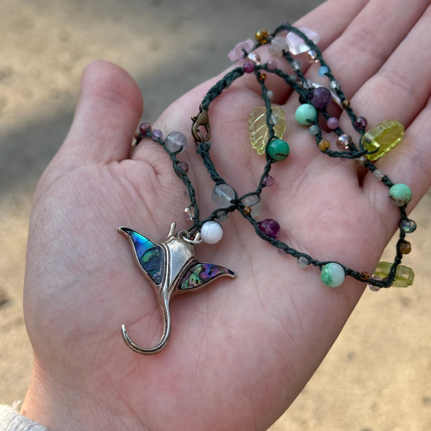 Manta Ray Crochet Necklace