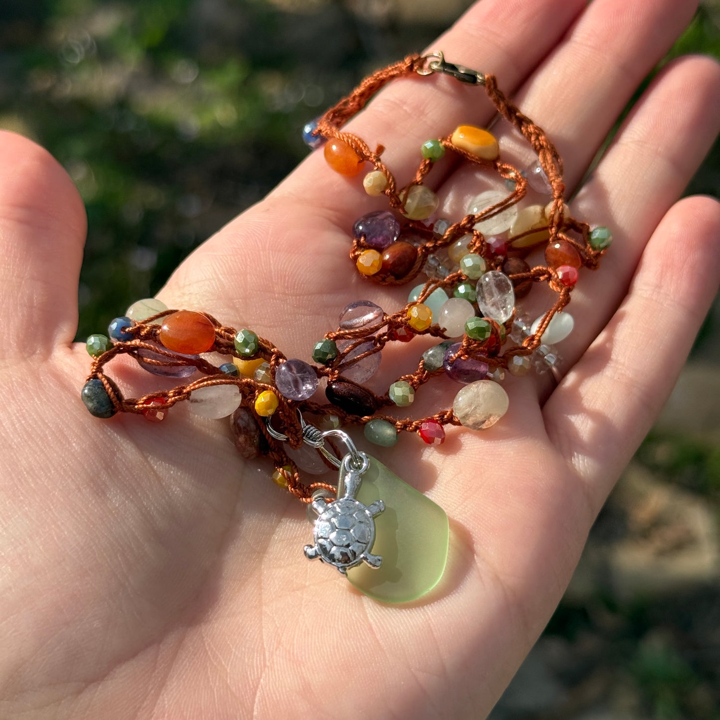 Sea Glass’ Crochet Necklace