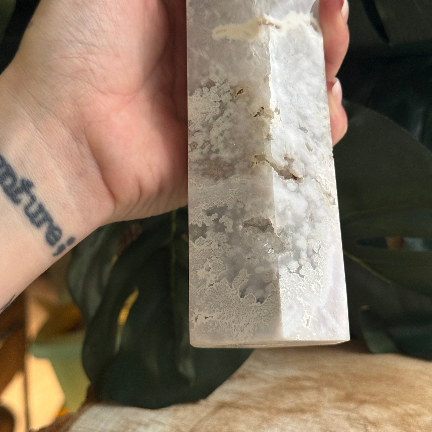 Flower Agate x Quartz Statement Tower