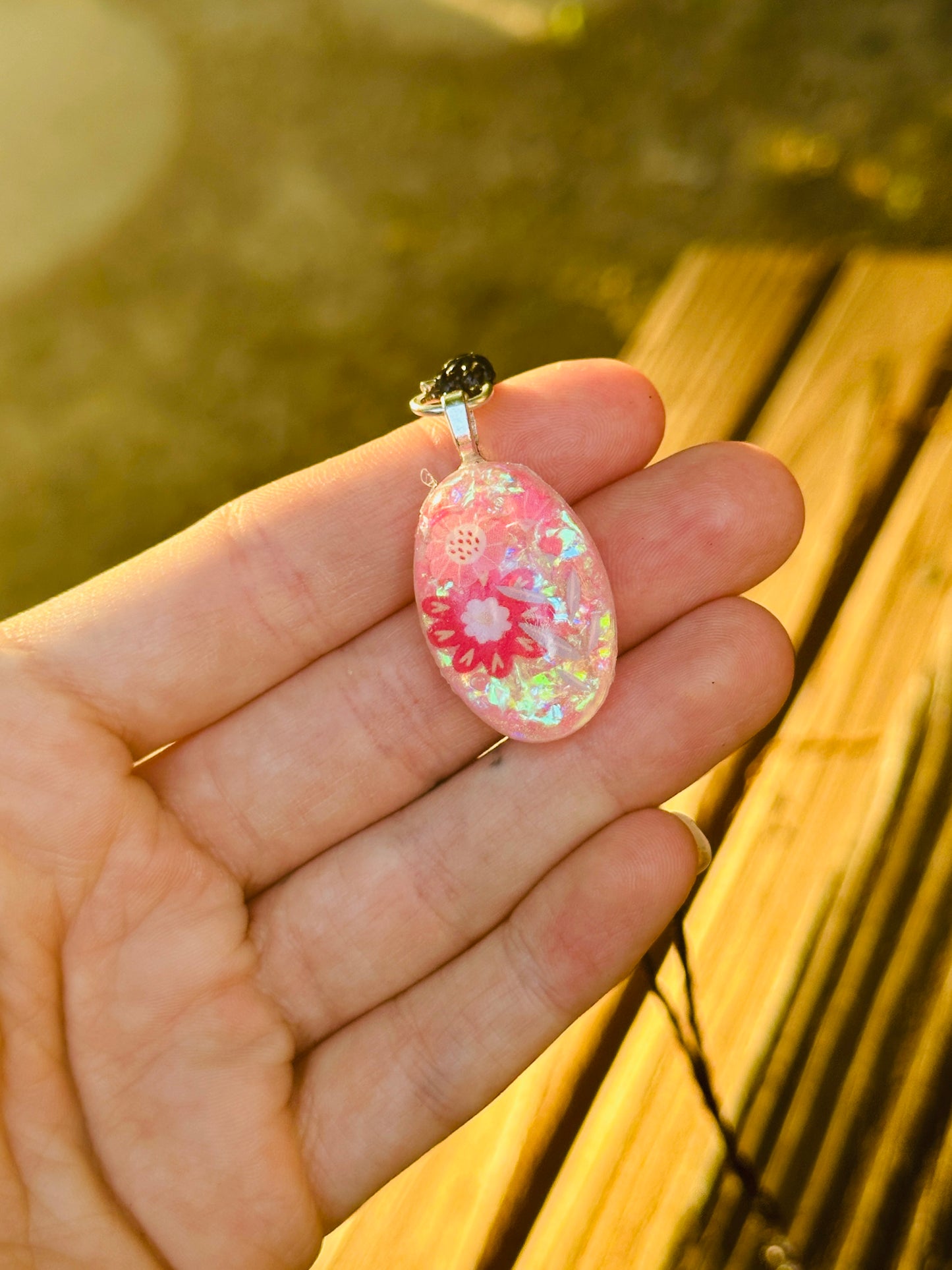 Flower Resin Necklace - Handmade