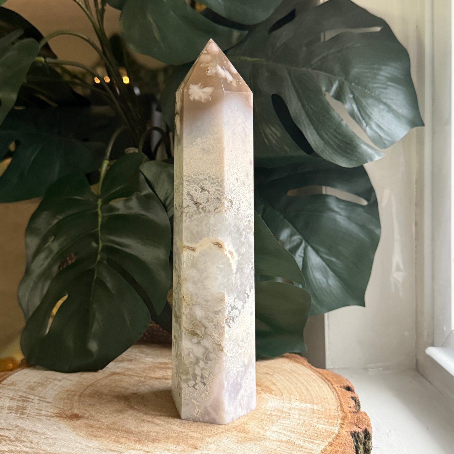 Flower Agate x Quartz Statement Tower