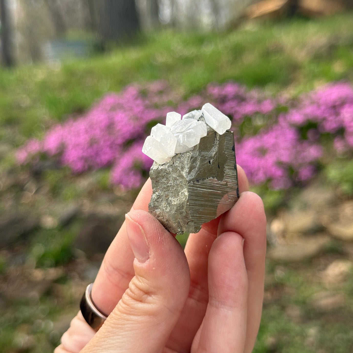 UV Reactive Calcite on Pyrite Matrix