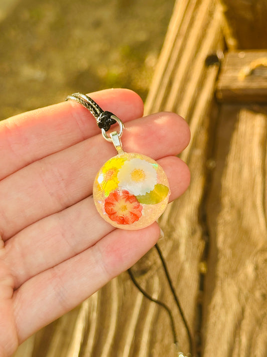 Flower Resin Necklace - Handmade