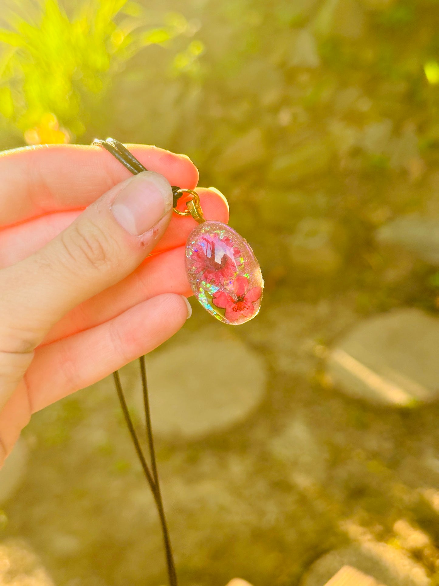 Flower Resin Necklace - Handmade