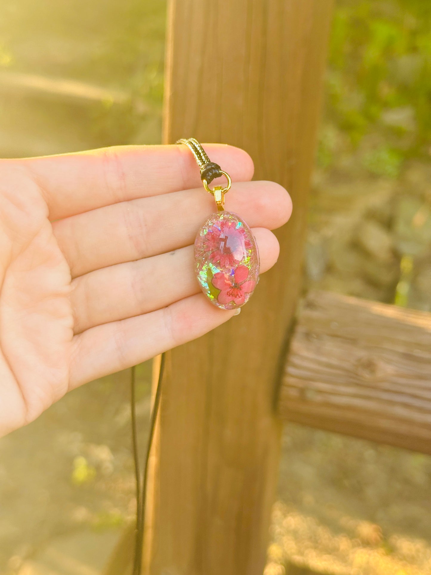 Flower Resin Necklace - Handmade