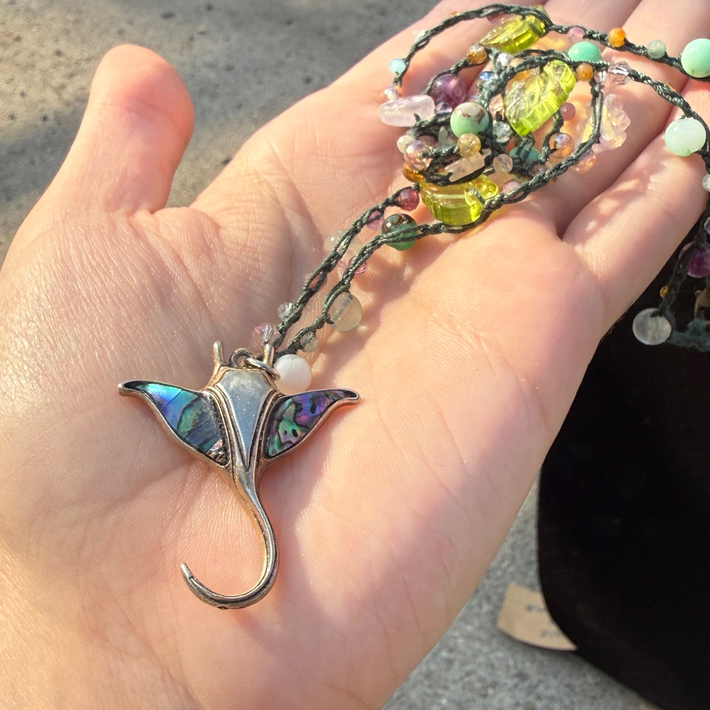 Manta Ray Crochet Necklace