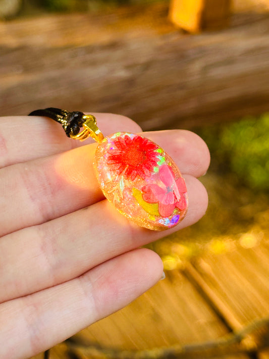 Flower Resin Necklace - Handmade