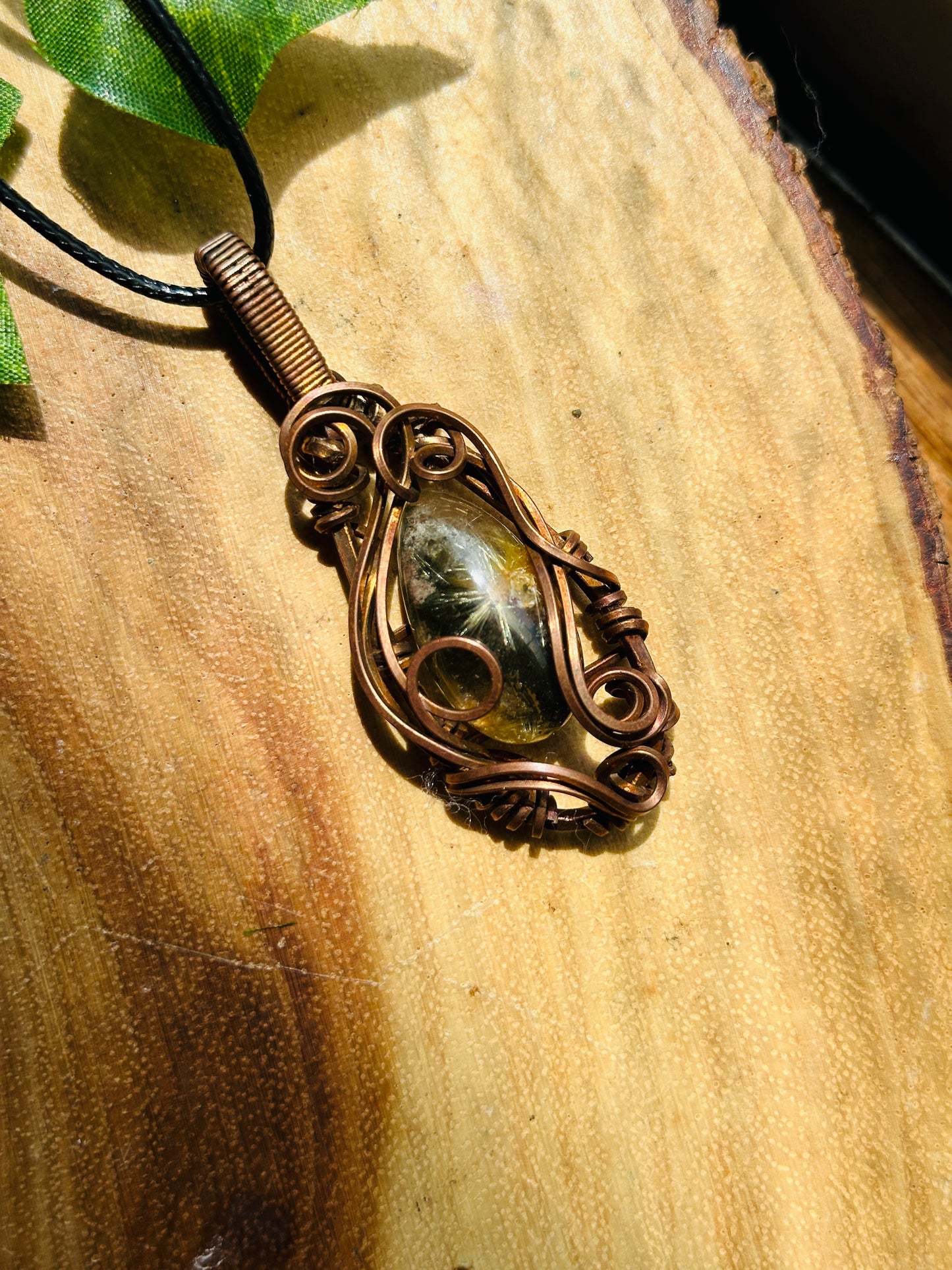 Golden Rutile Wire Wrapped Necklace