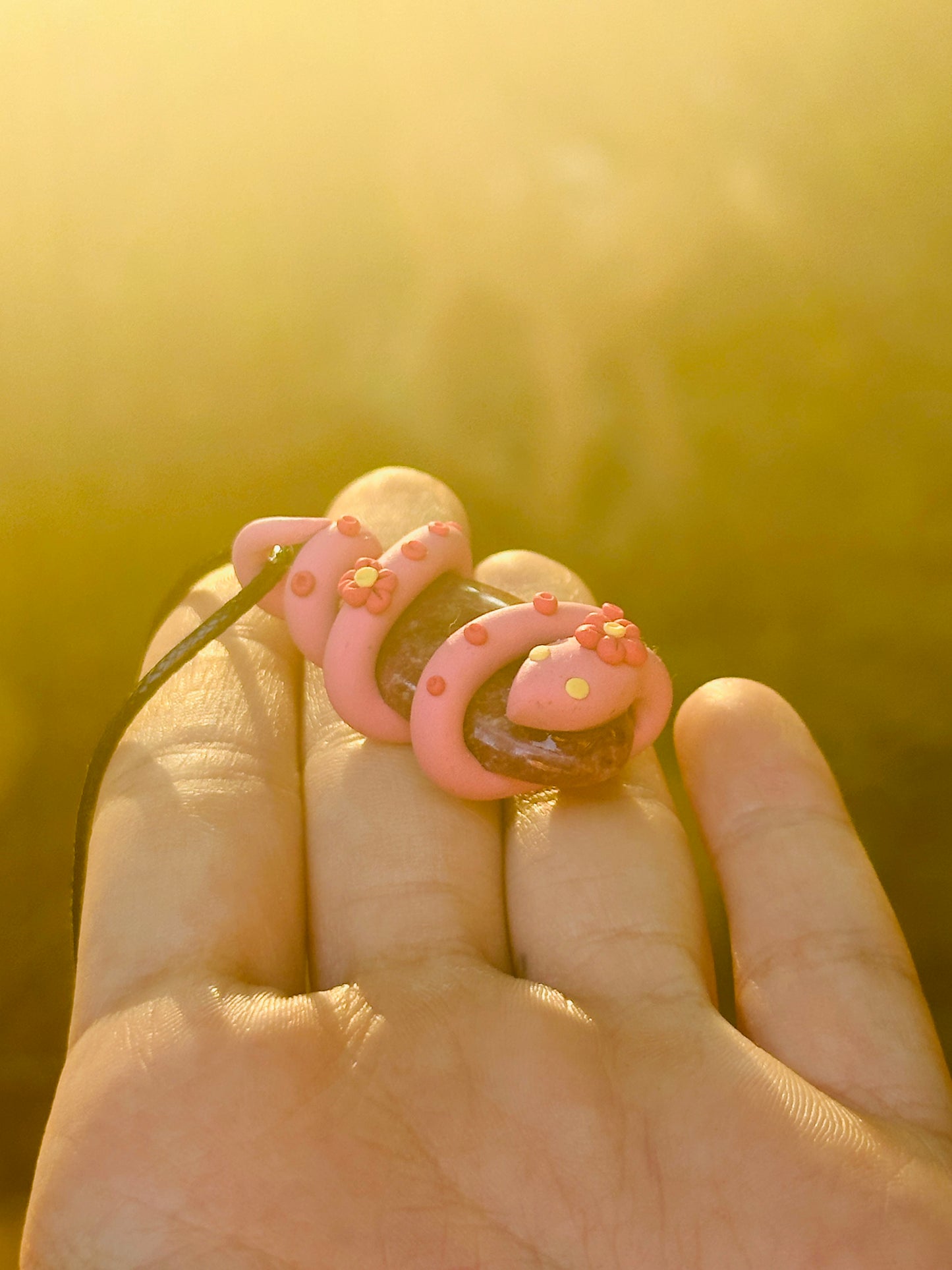 Clay Snake Crystal Necklace