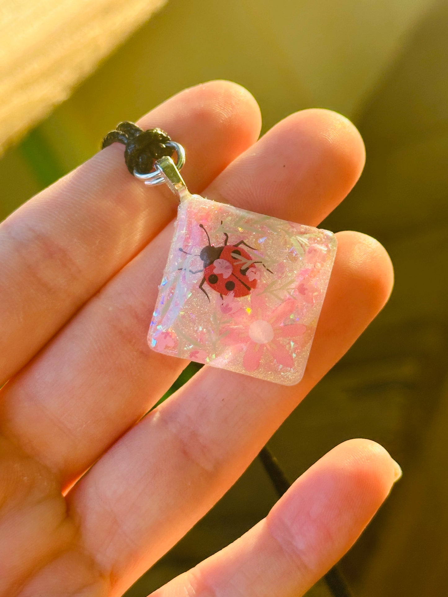 Ladybug Resin Necklace - Handmade