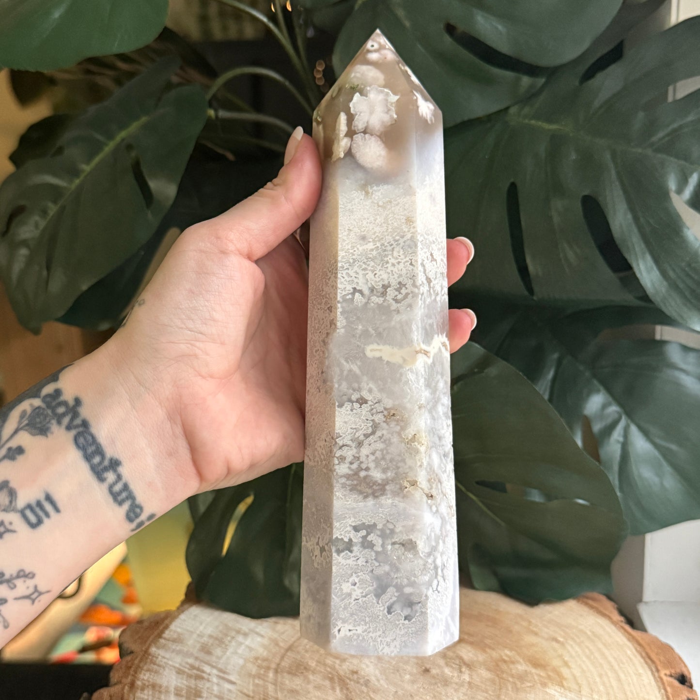 Flower Agate x Quartz Statement Tower
