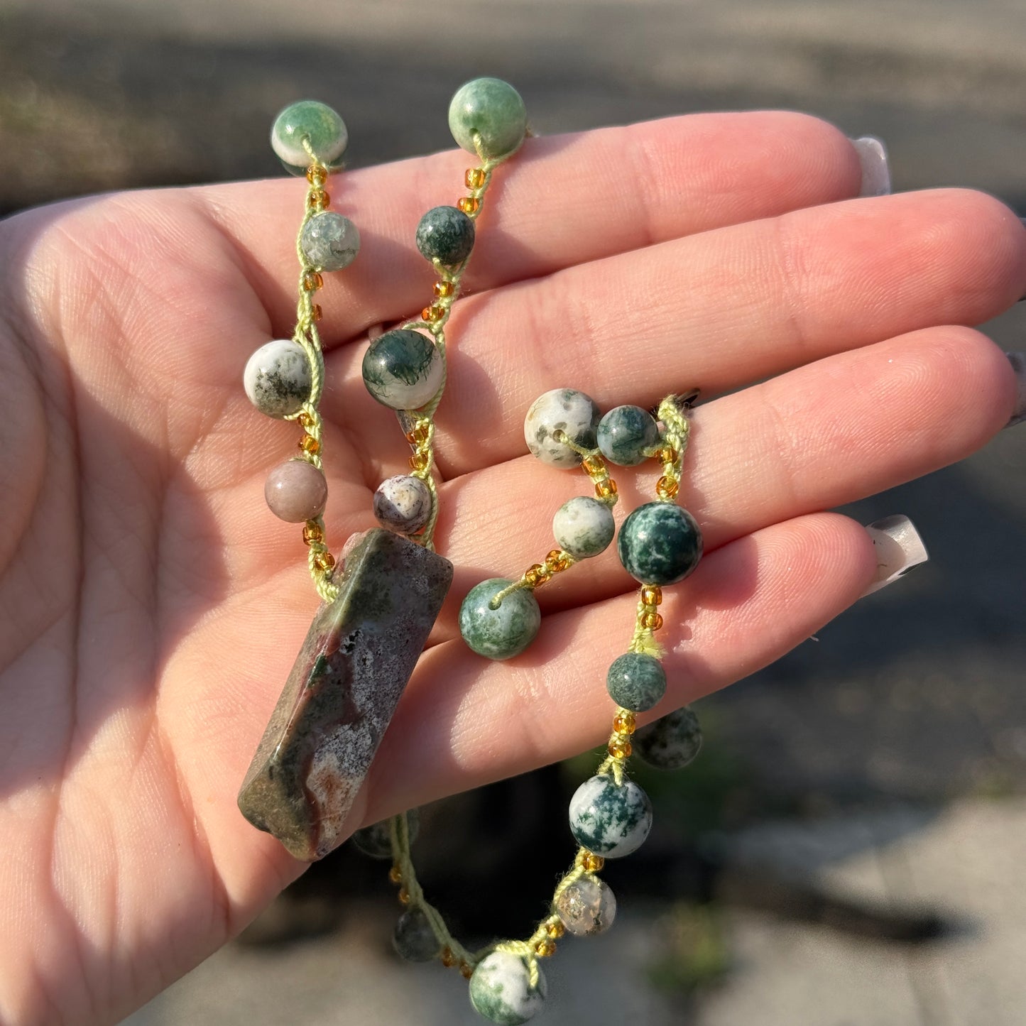 Ocean Jasper Crochet Necklace