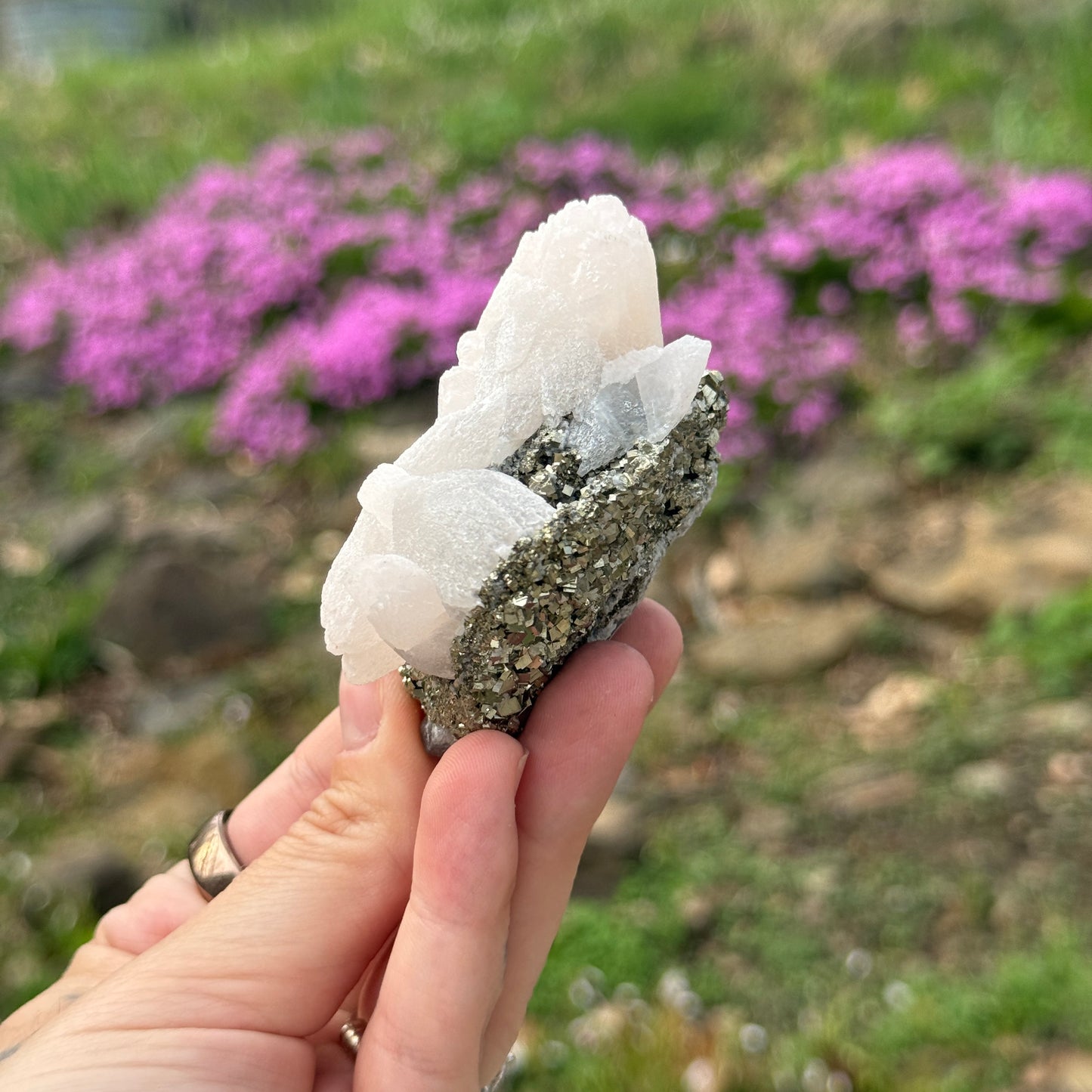 UV Reactive Calcite on Pyrite Matrix