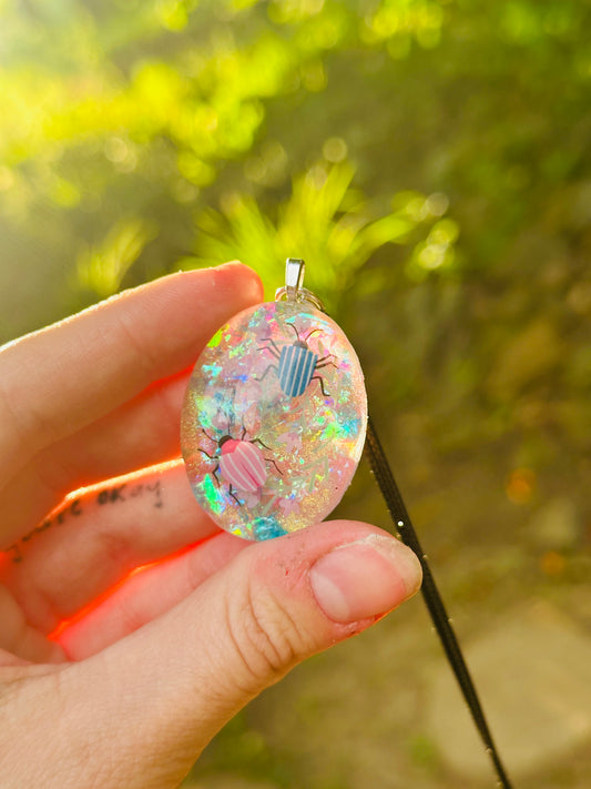 Bug Resin Necklace - Handmade