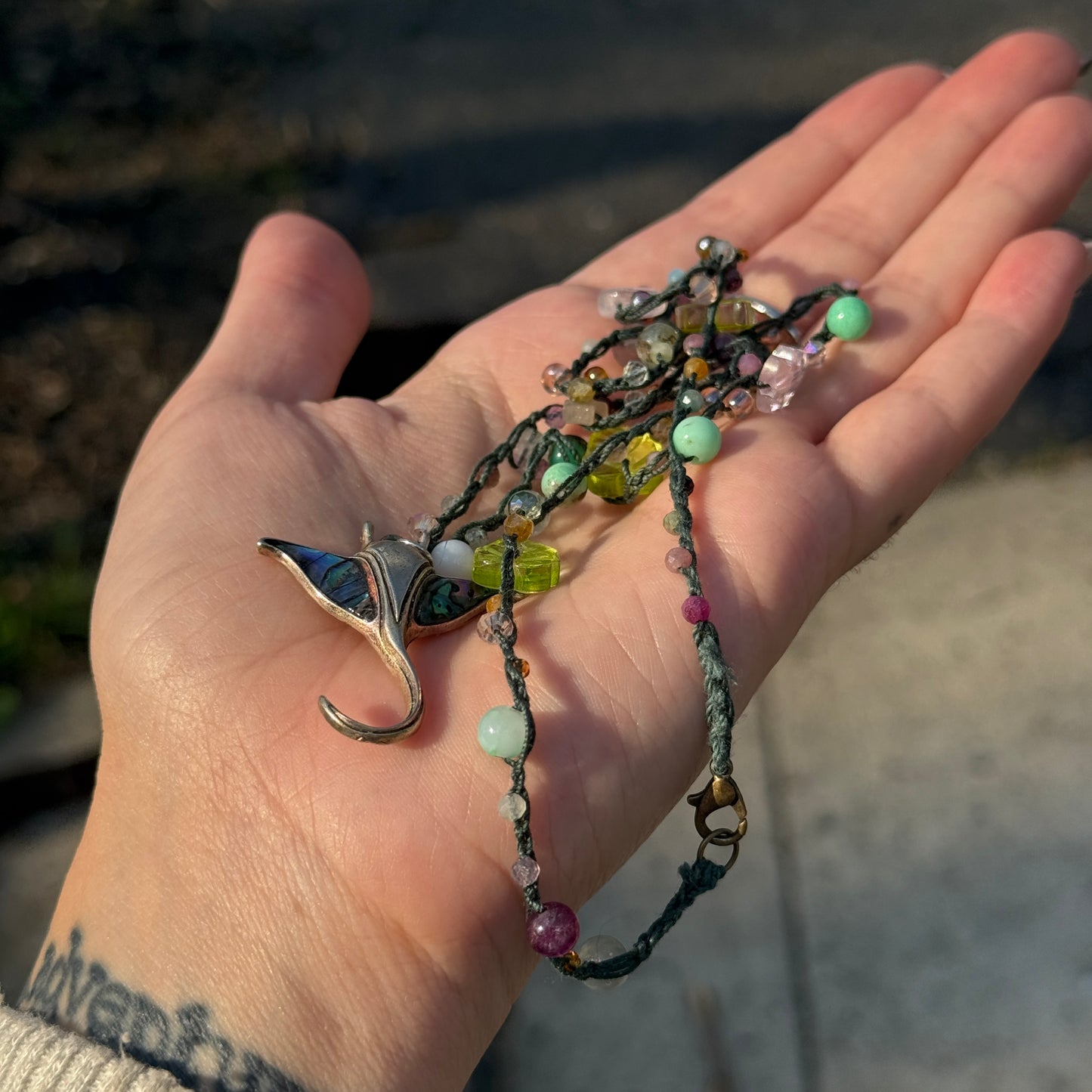 Manta Ray Crochet Necklace