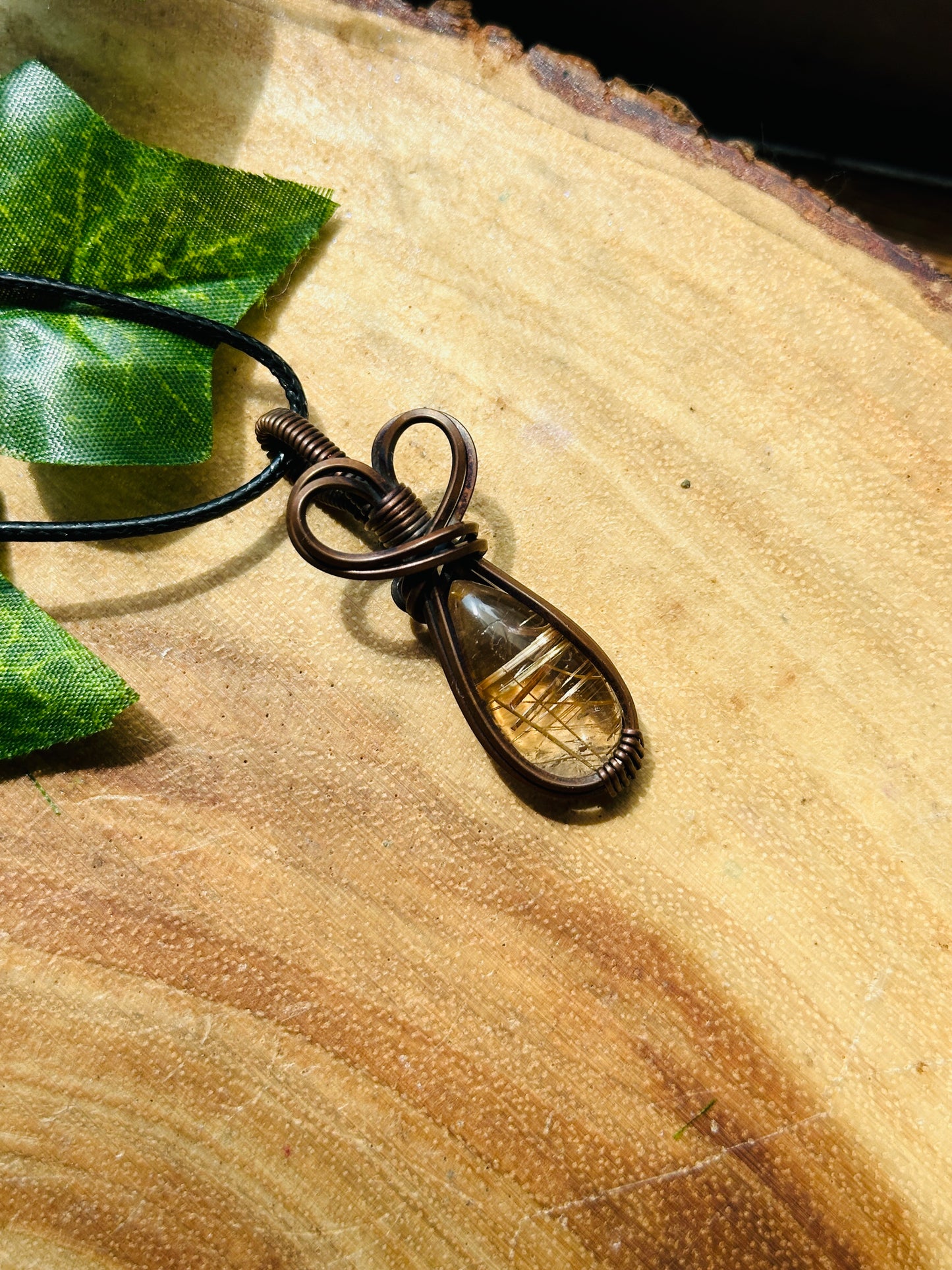 Golden Rutile Wire Wrapped Necklace