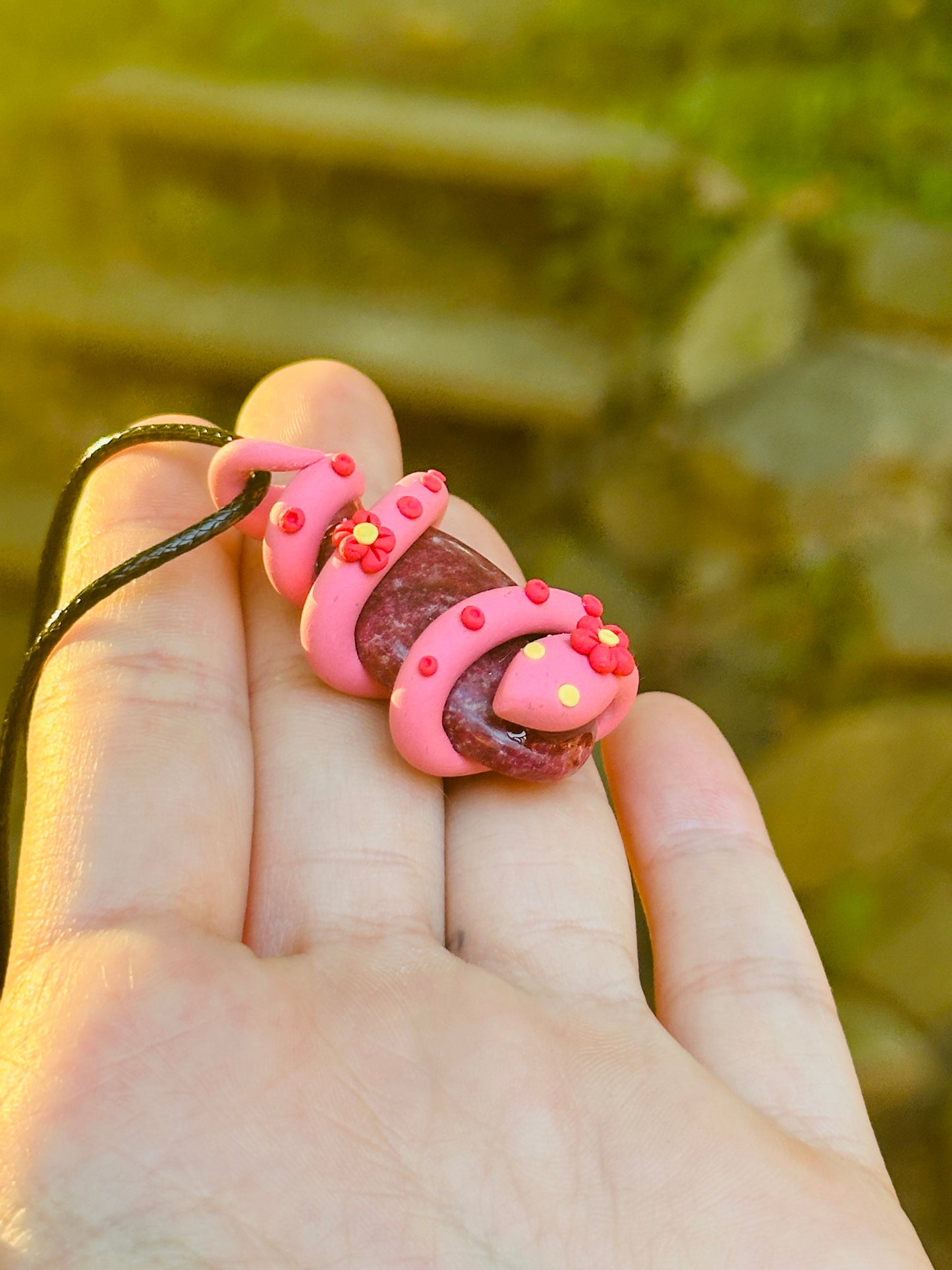 Clay Snake Crystal Necklace