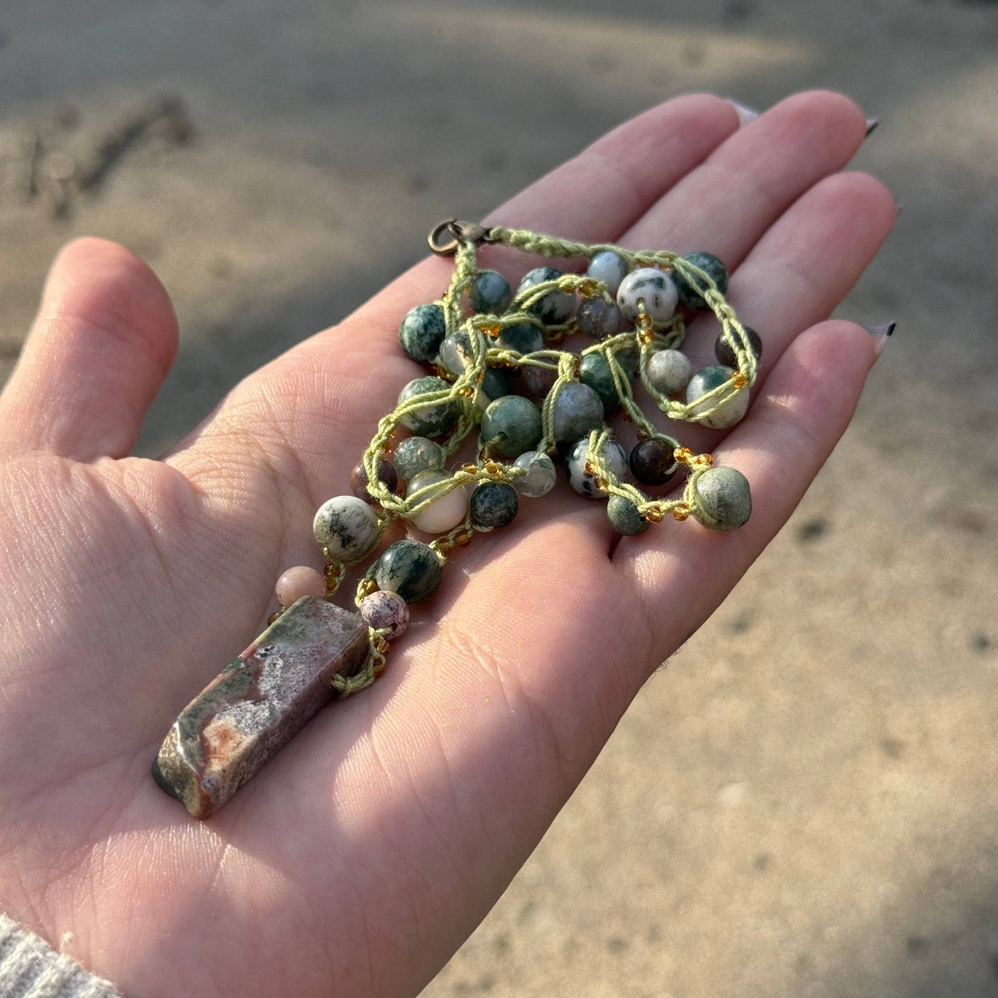 Ocean Jasper Crochet Necklace