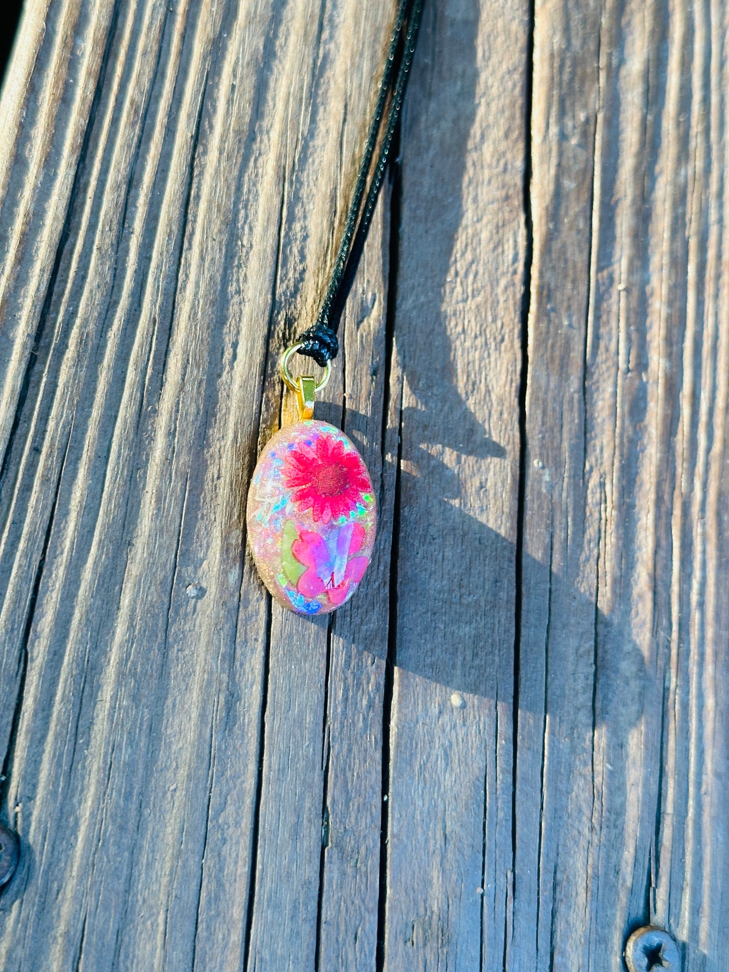 Flower Resin Necklace - Handmade