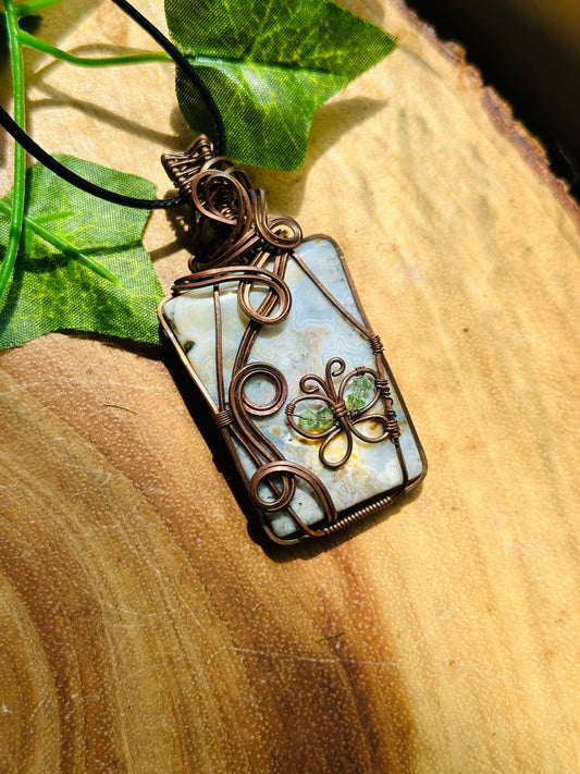 Ocean Jasper Wire Wrapped Necklace