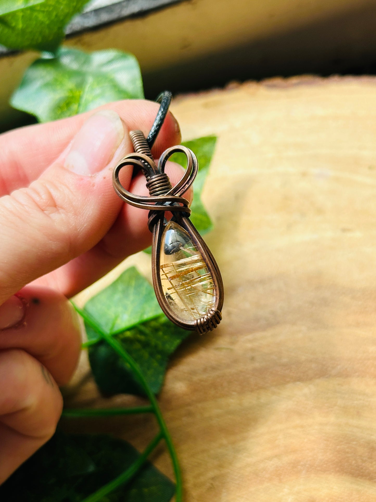 Golden Rutile Wire Wrapped Necklace