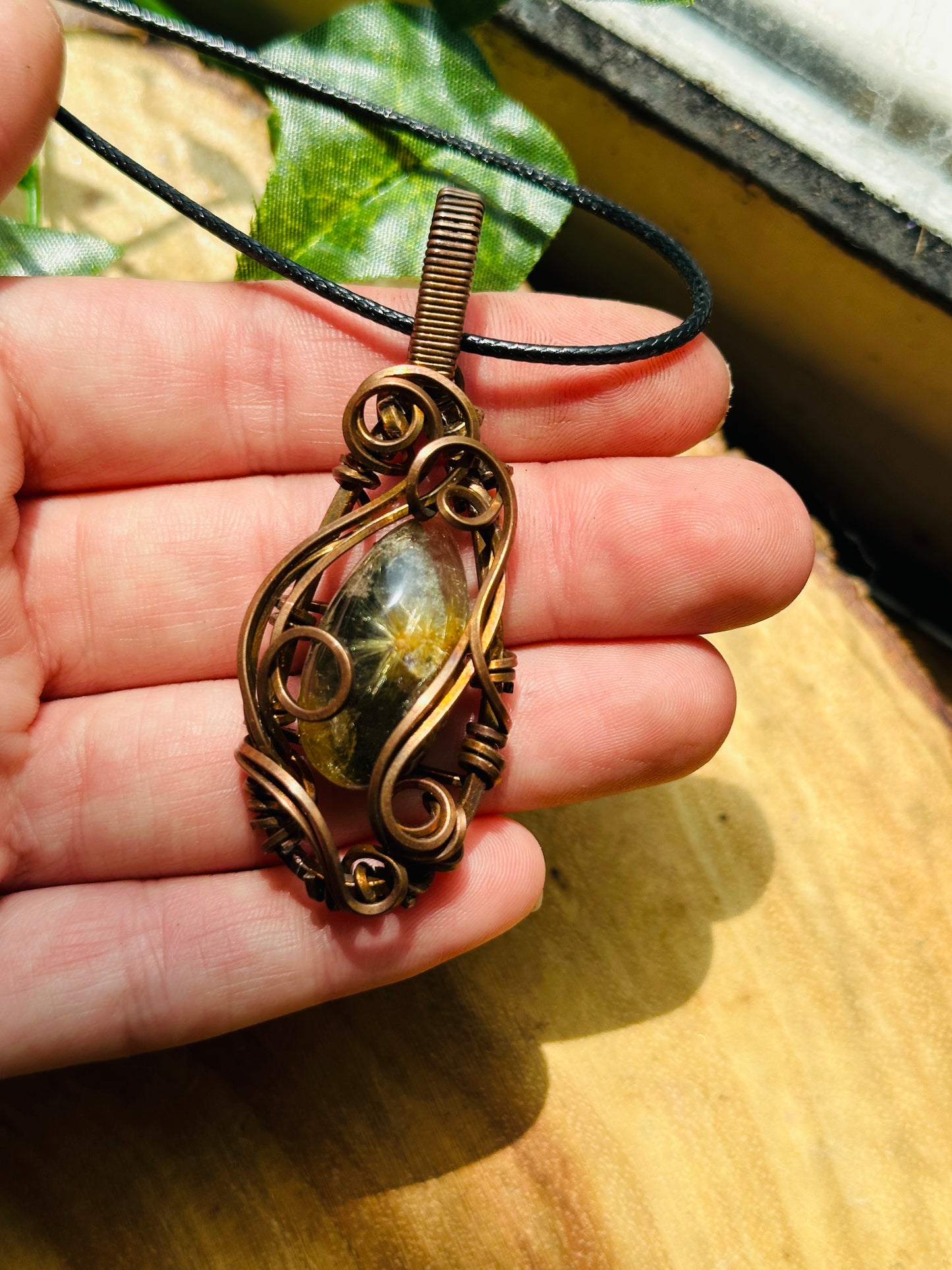 Golden Rutile Wire Wrapped Necklace