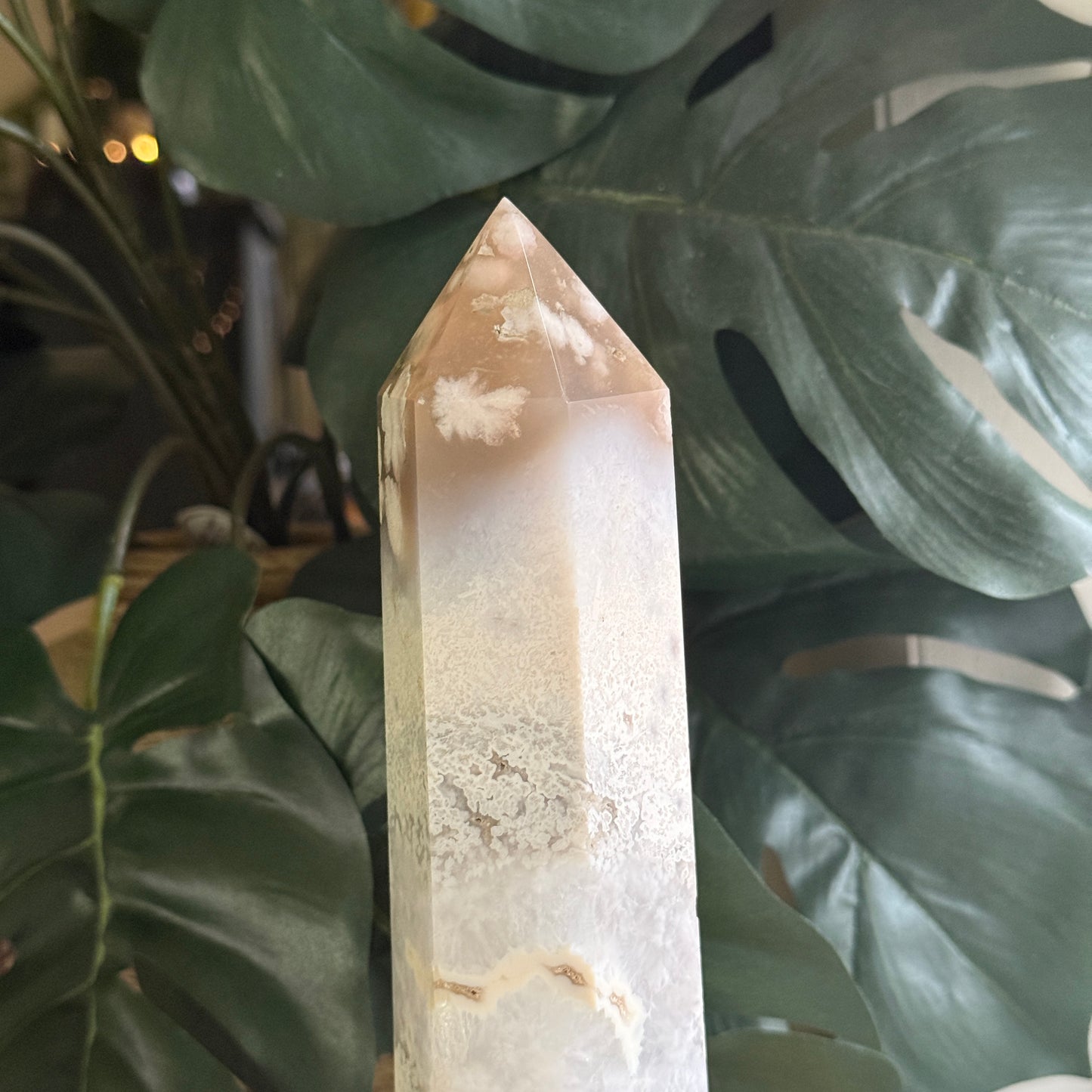 Flower Agate x Quartz Statement Tower