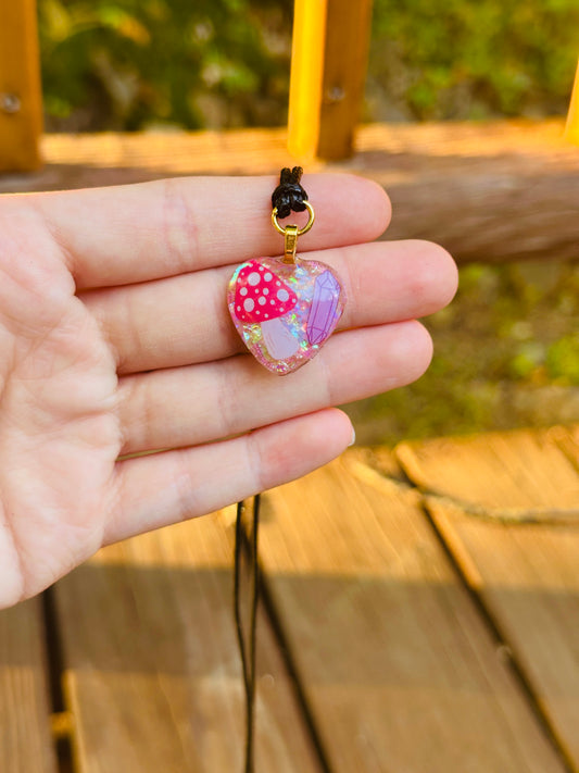 Mushroom Resin Necklace - Handmade