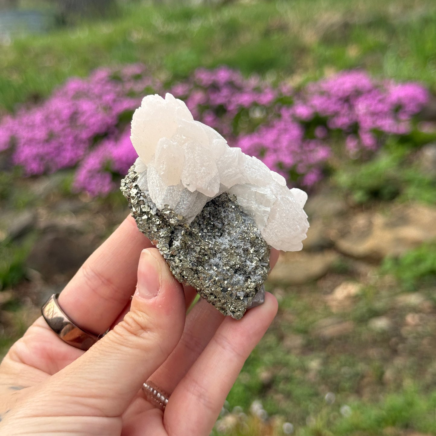 UV Reactive Calcite on Pyrite Matrix