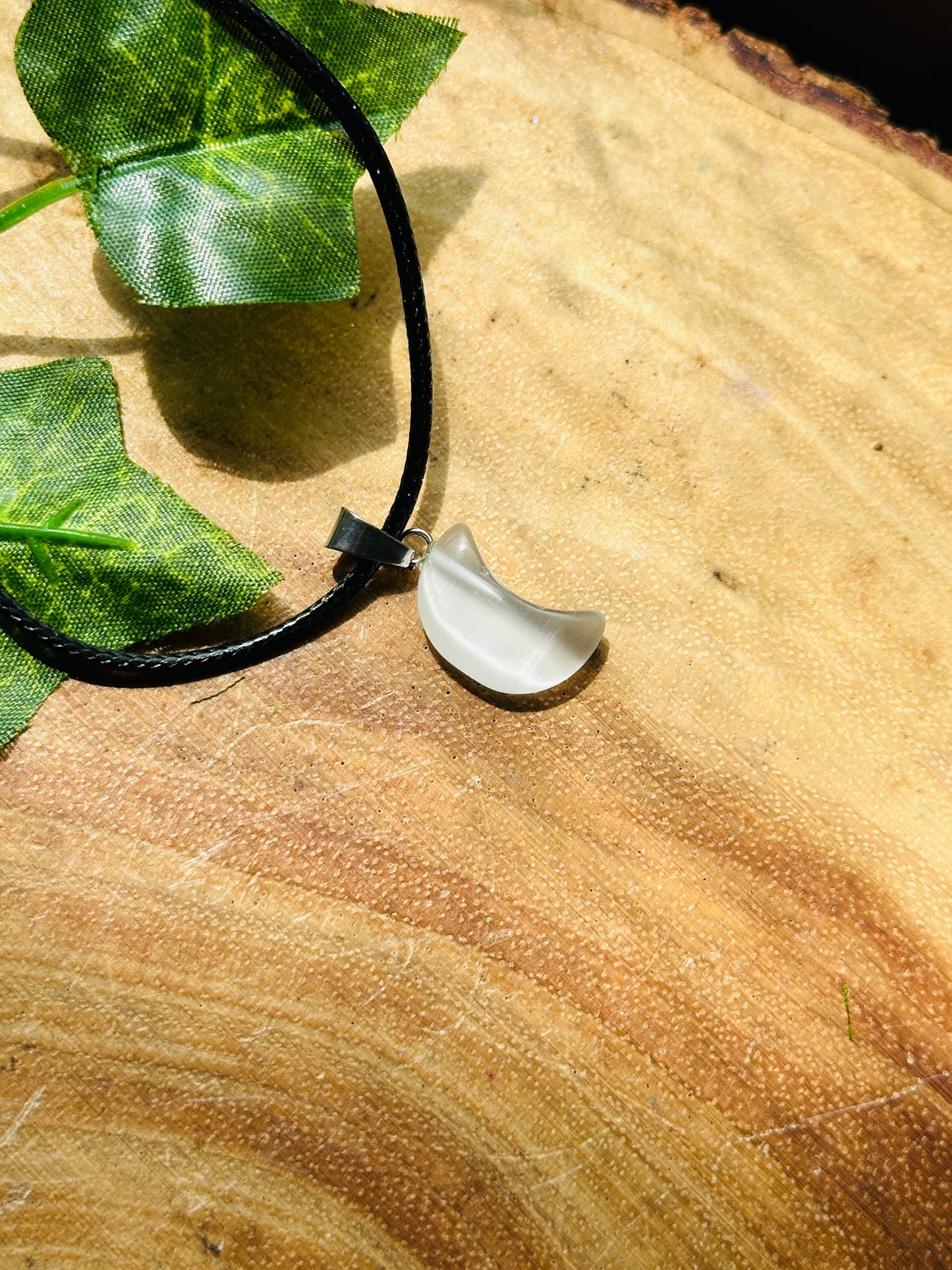 Satin Spar Moon Necklace