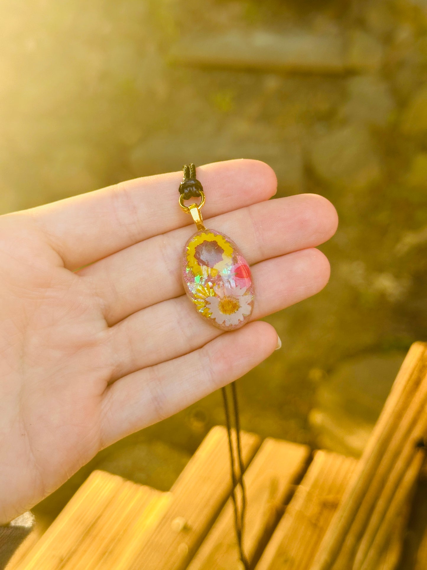 Flower Resin Necklace - Handmade