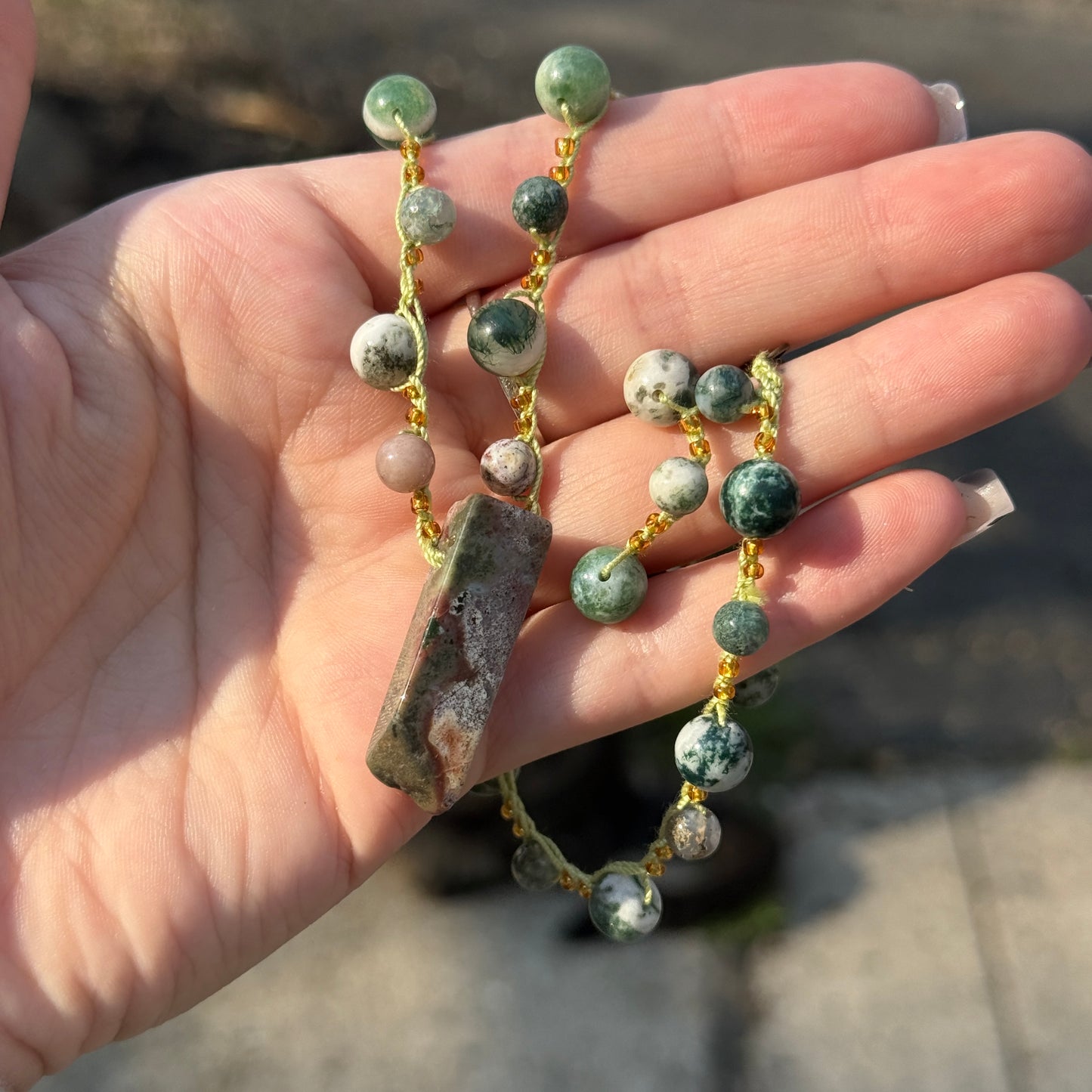 Ocean Jasper Crochet Necklace