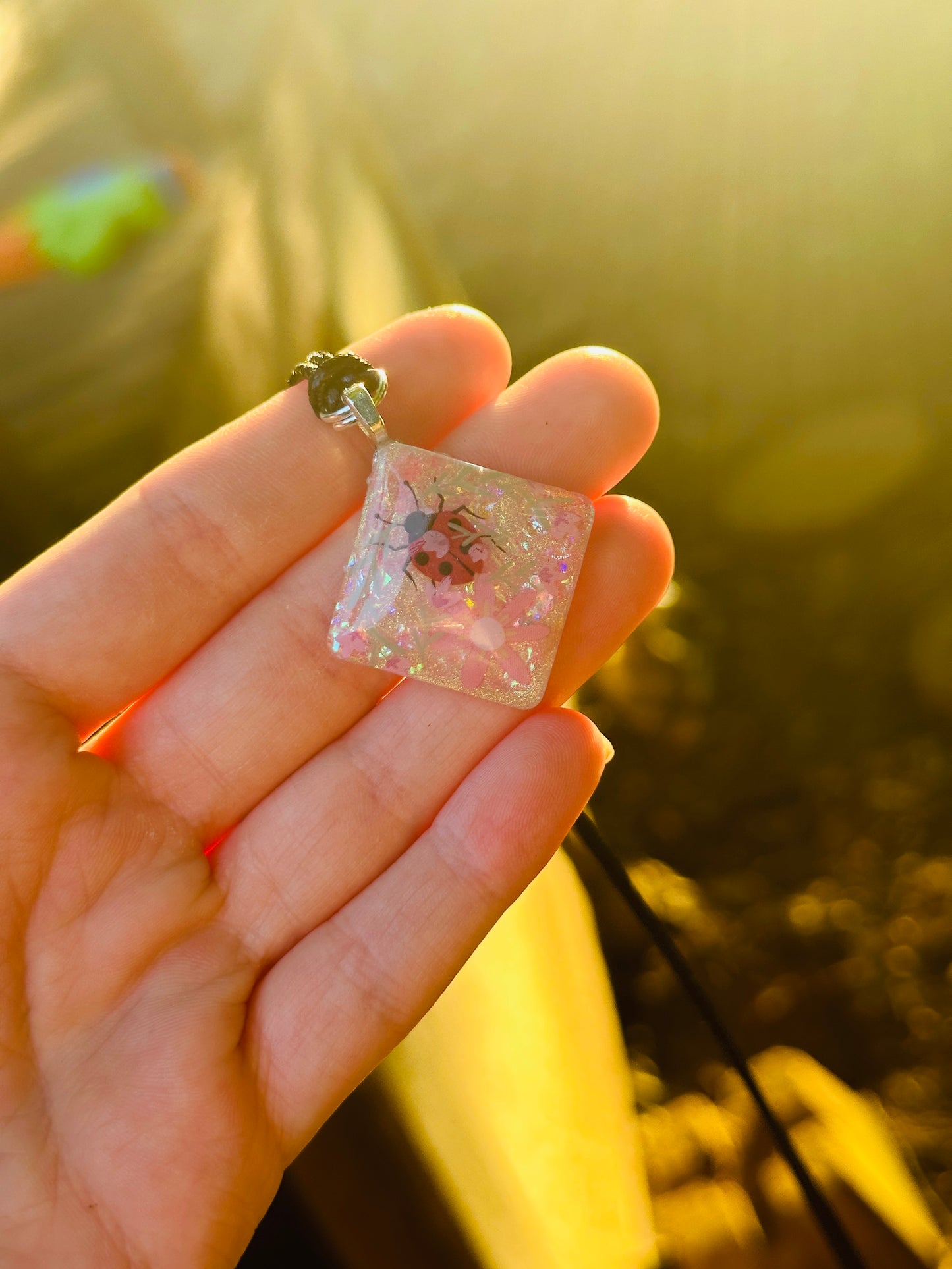 Ladybug Resin Necklace - Handmade