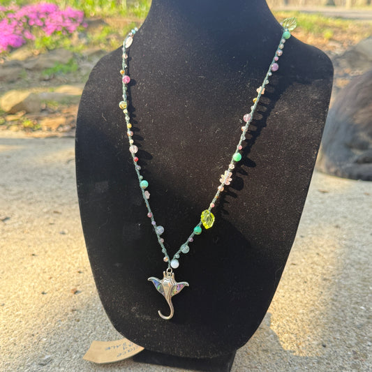 Manta Ray Crochet Necklace