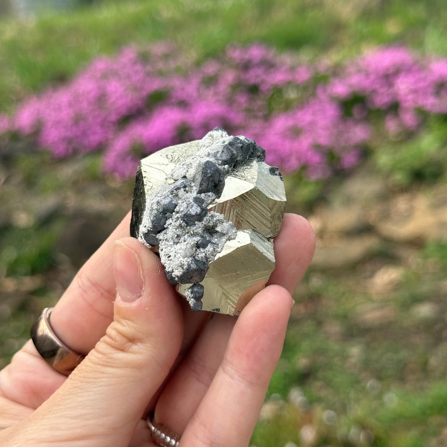 UV Reactive Calcite on Pyrite Matrix