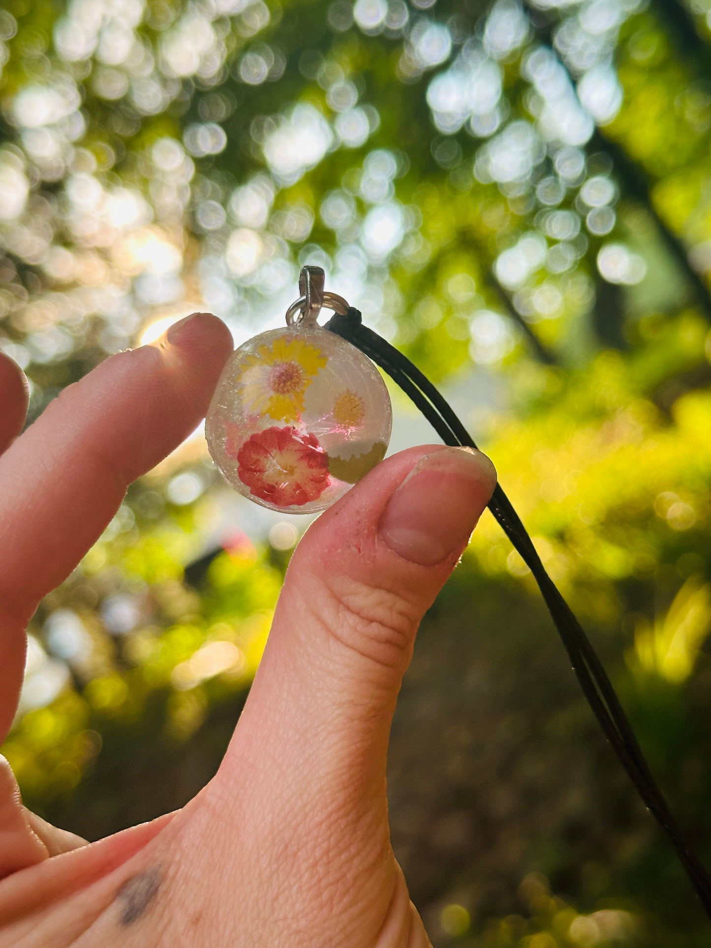 Flower Resin Necklace - Handmade