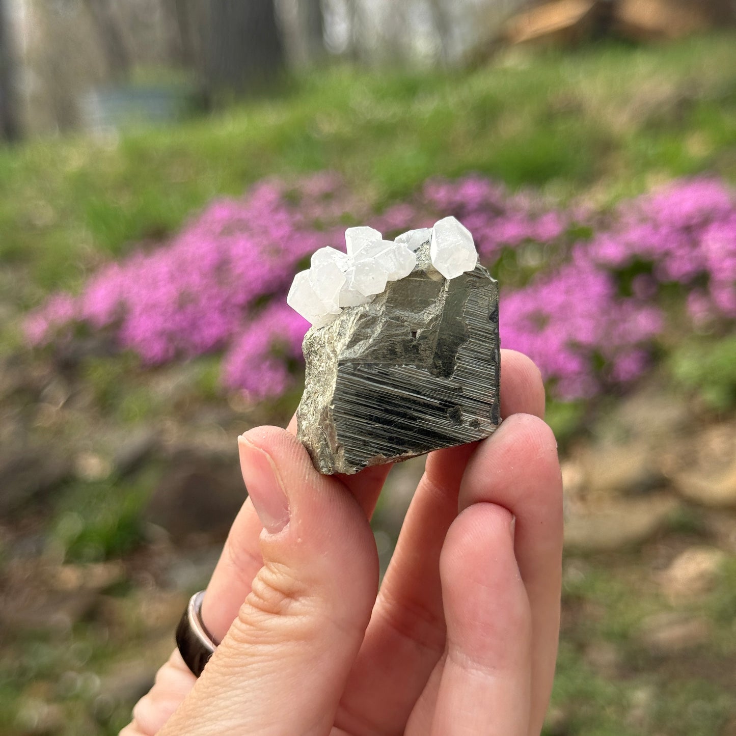 UV Reactive Calcite on Pyrite Matrix