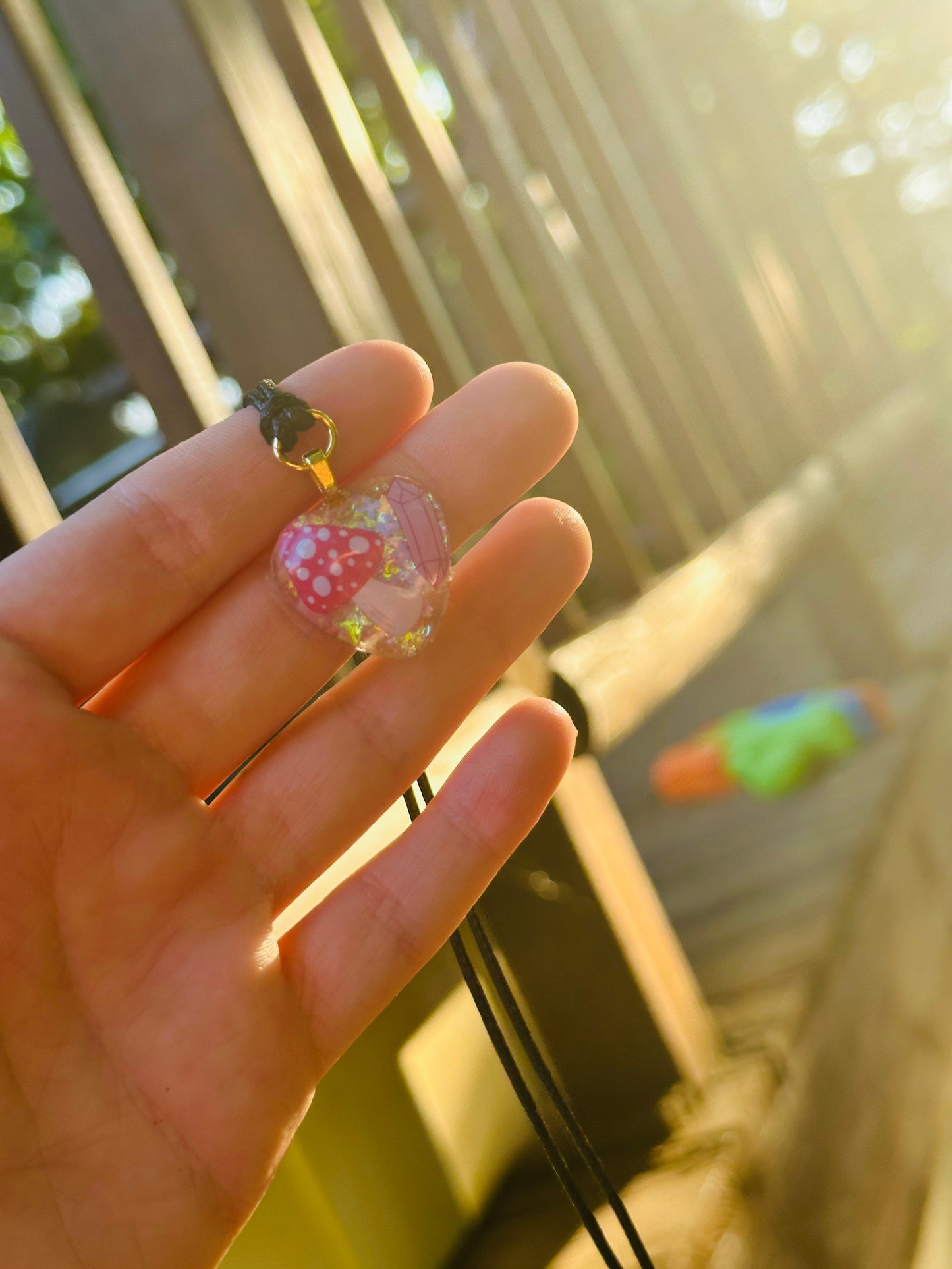 Mushroom Resin Necklace - Handmade