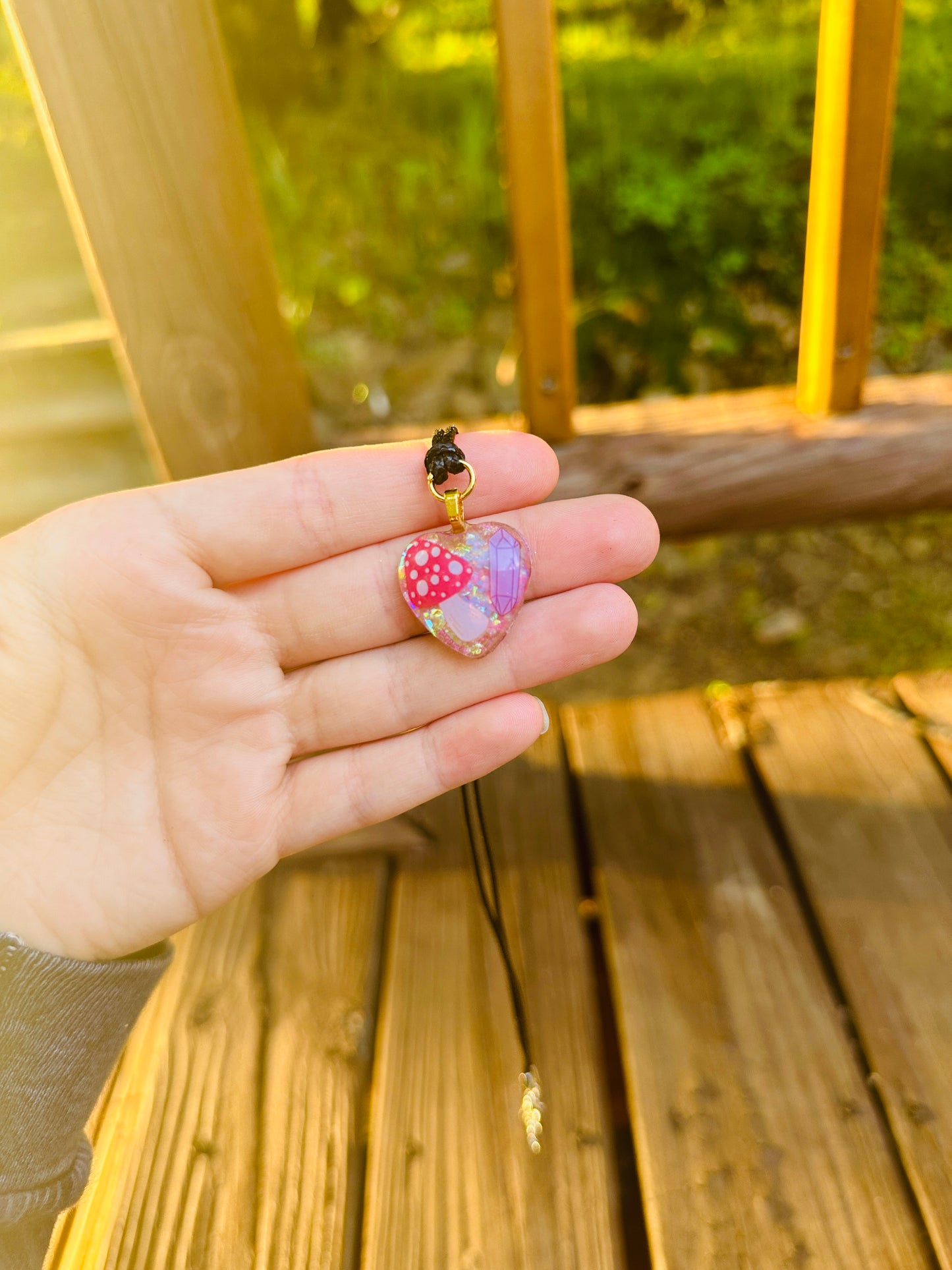 Mushroom Resin Necklace - Handmade