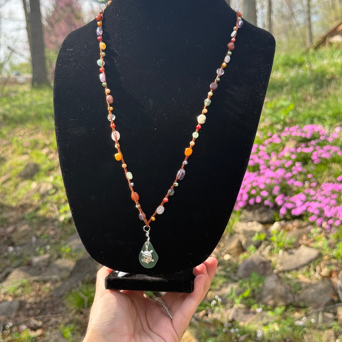 Sea Glass’ Crochet Necklace