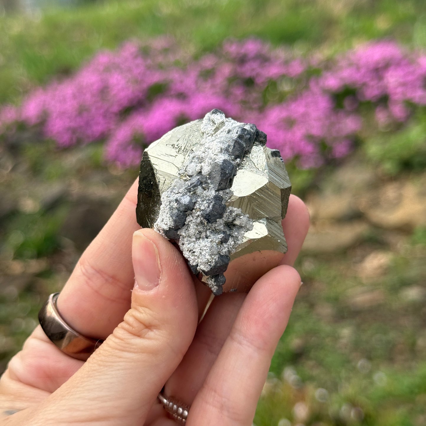 UV Reactive Calcite on Pyrite Matrix