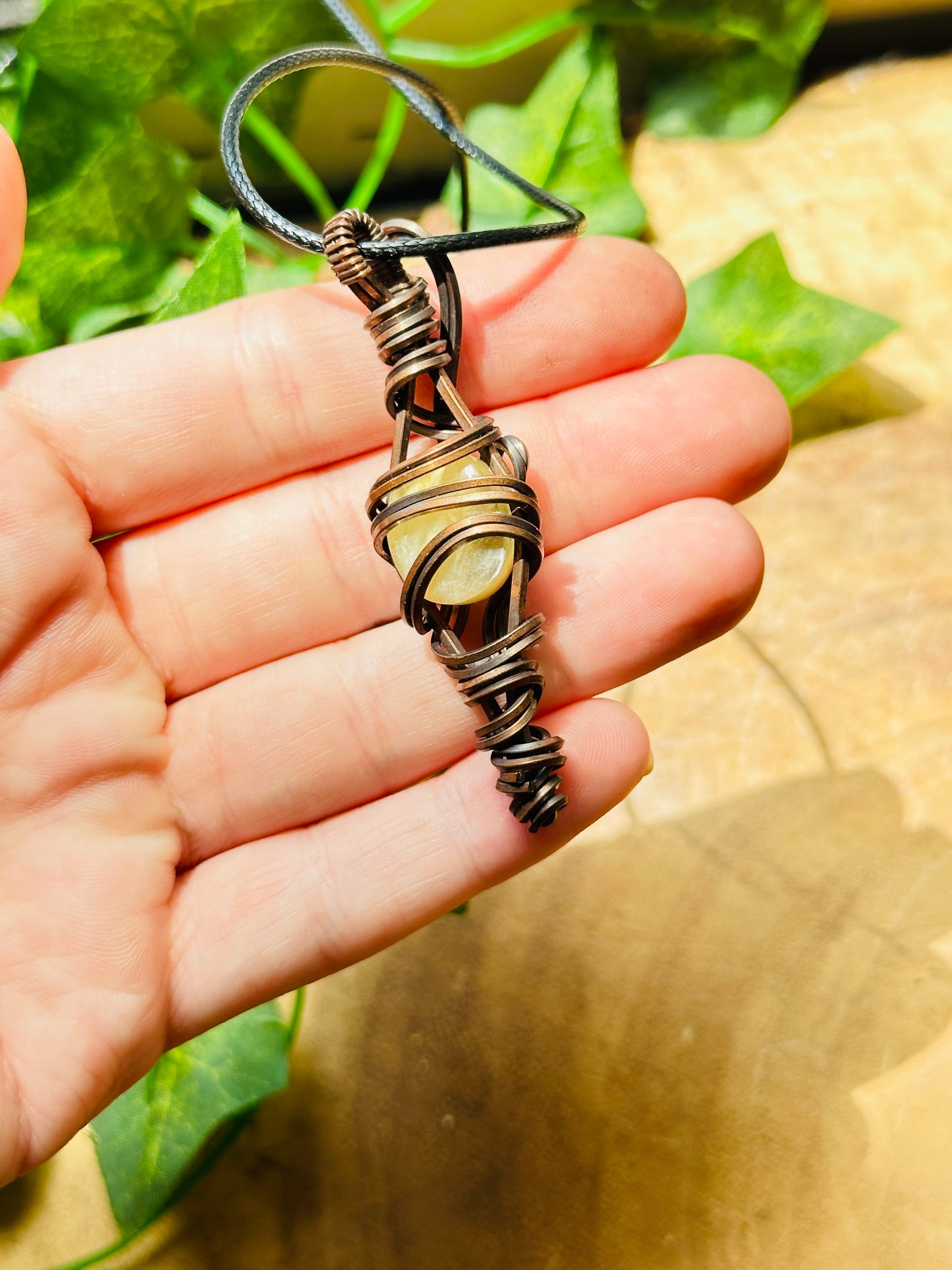 Golden Mica Wire Wrapped Necklace