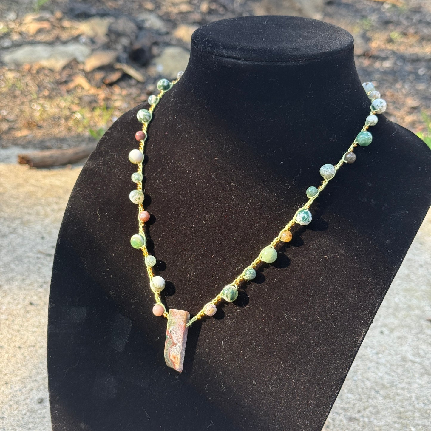 Ocean Jasper Crochet Necklace
