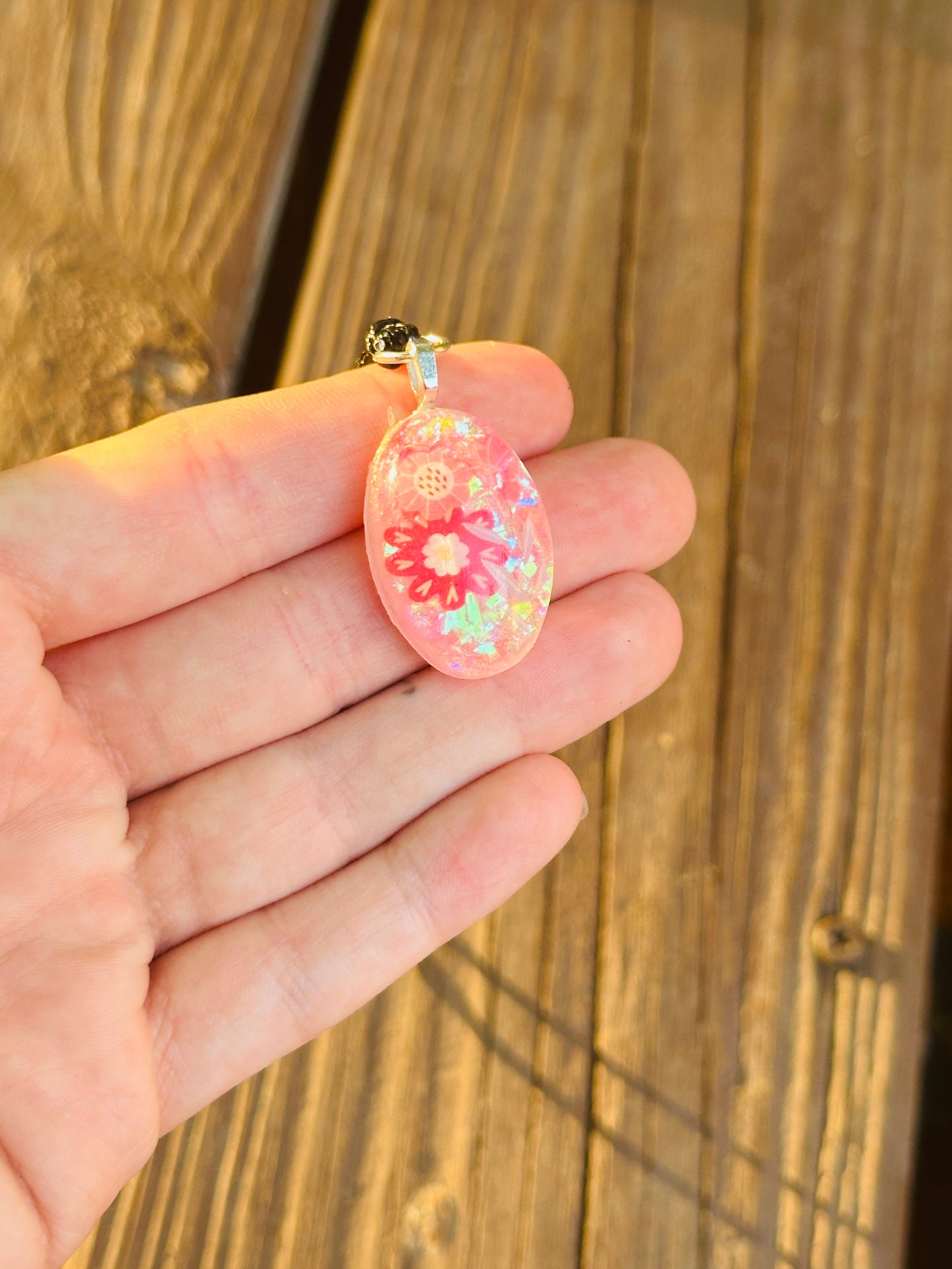 Flower Resin Necklace - Handmade