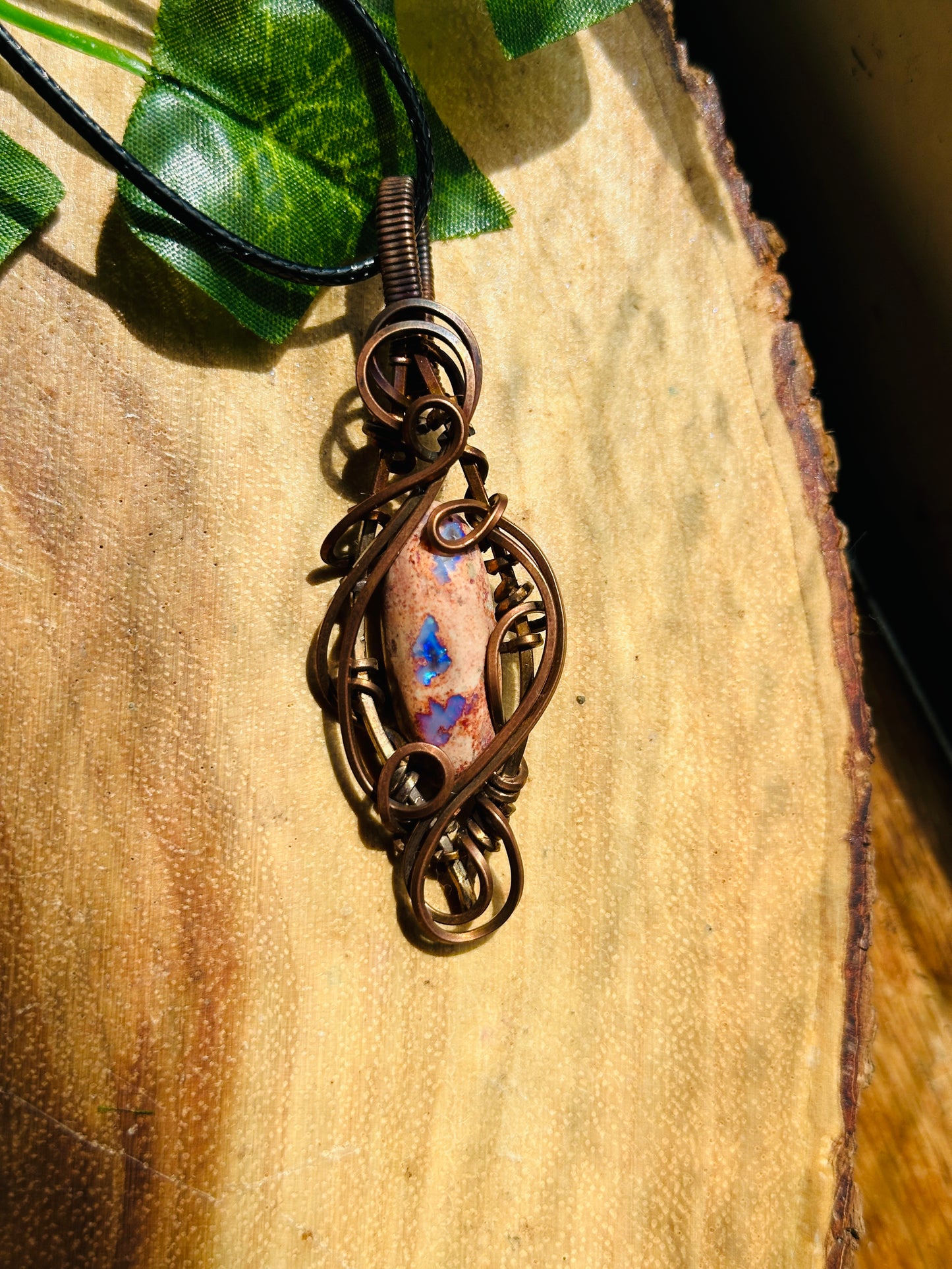 Mexican Fire Opal Wire Wrapped Necklace