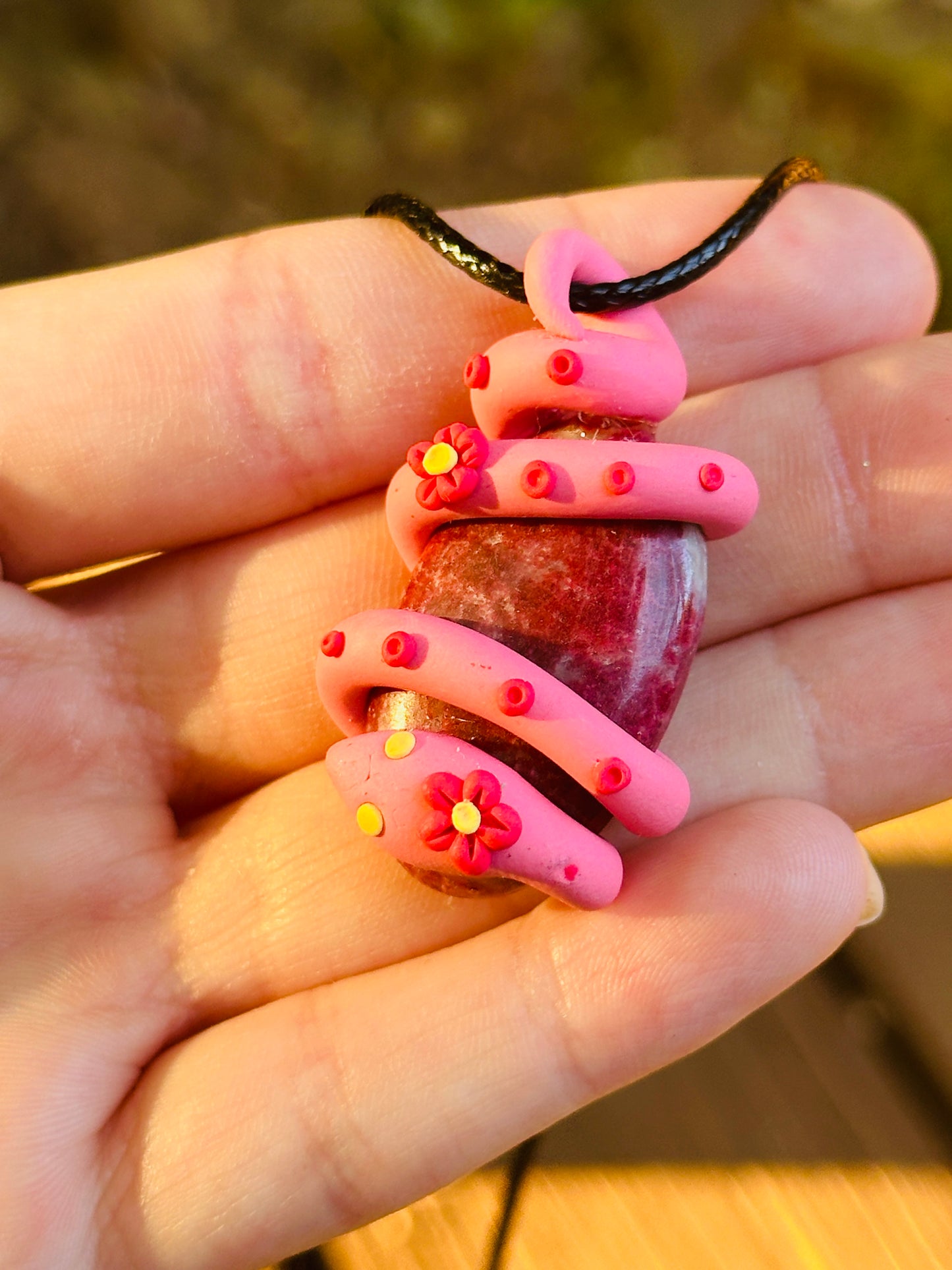 Clay Snake Crystal Necklace