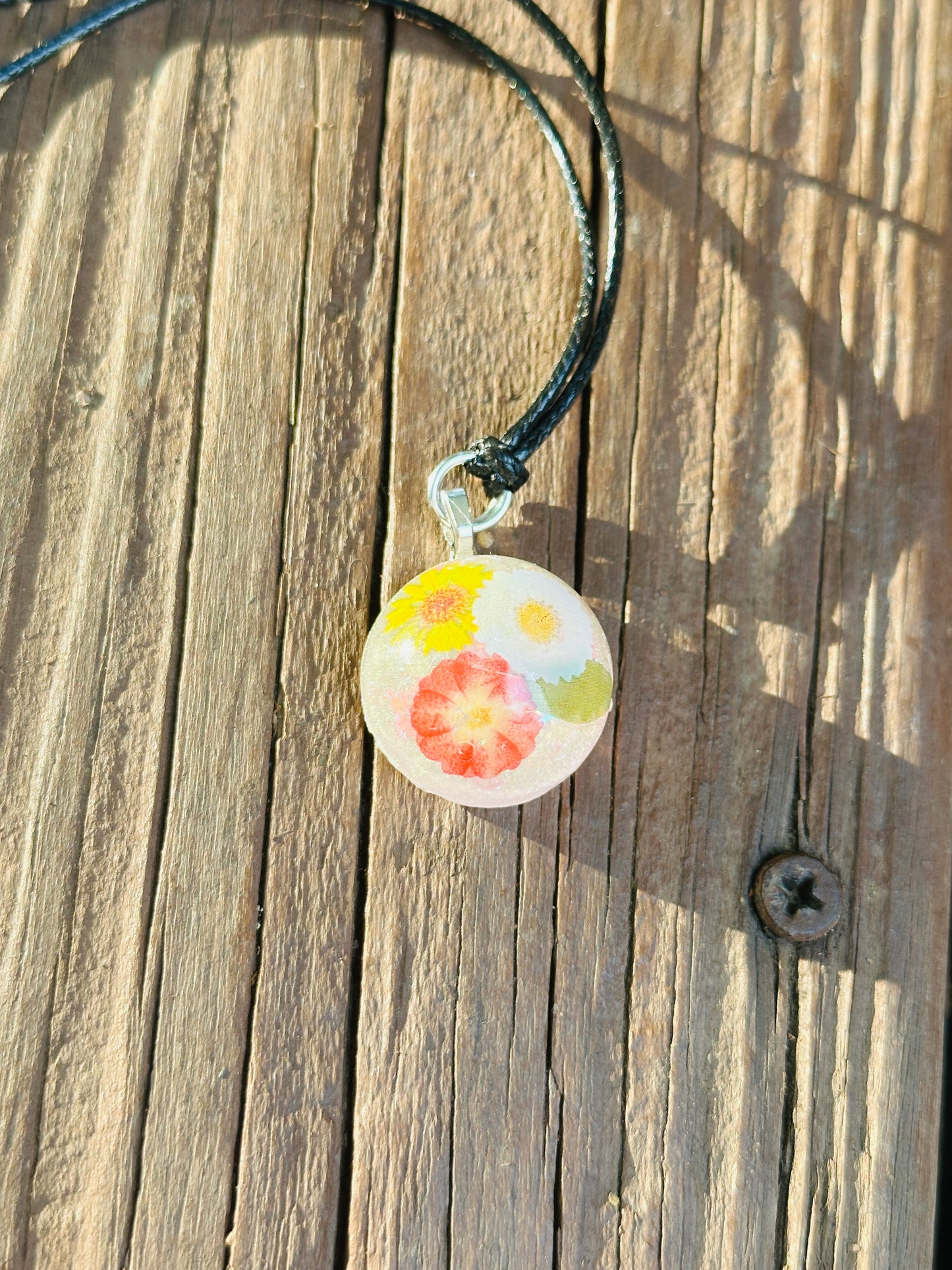 Flower Resin Necklace - Handmade