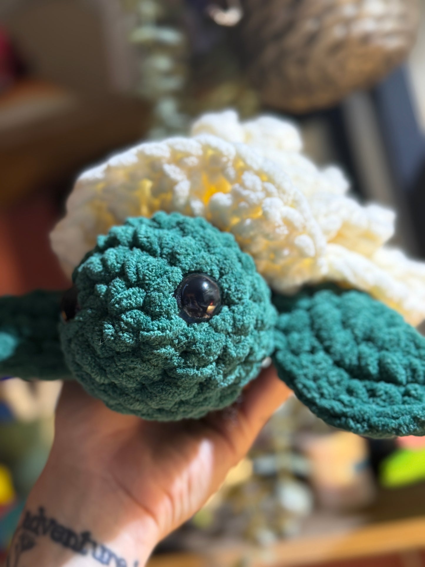 White Rose Crochet Turtle