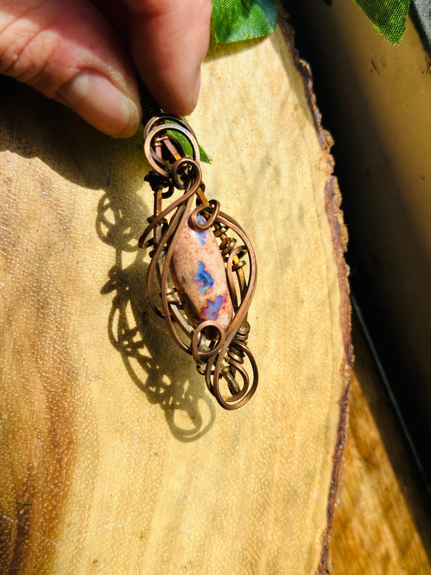 Mexican Fire Opal Wire Wrapped Necklace