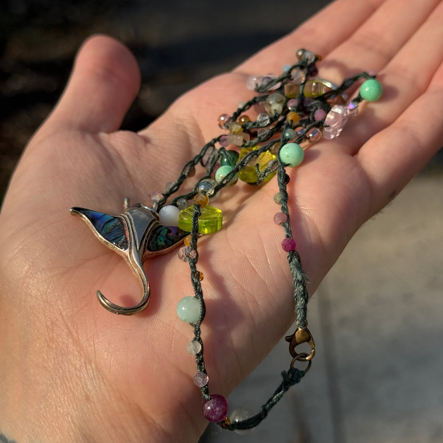 Manta Ray Crochet Necklace